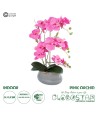 GloboStar® Artificial Garden PINK ORCHID 21121 Διακοσμητικό Φυτό Έντονο Ροζ Ορχιδέα Υ43cm